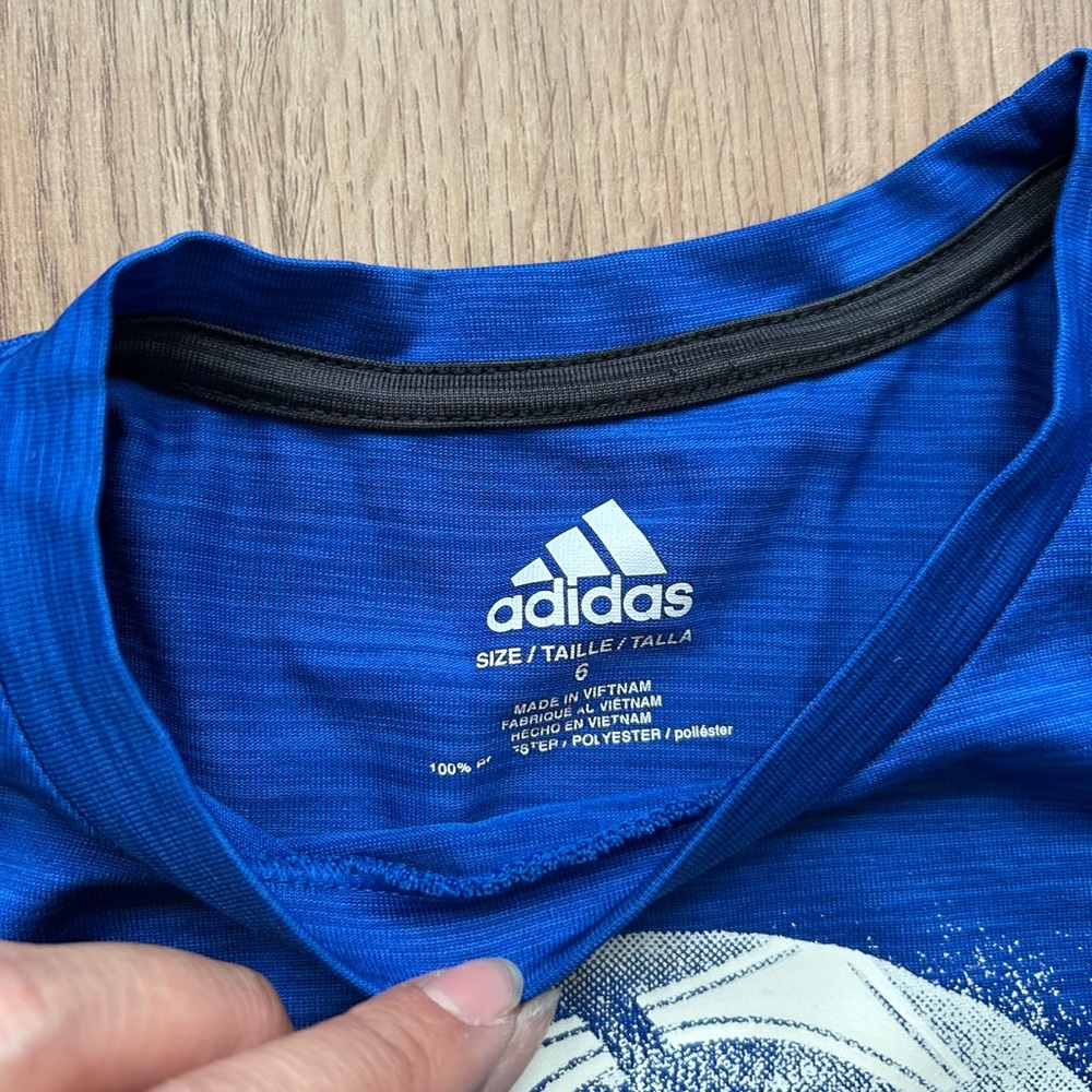 Adidas Kids Long Sleeve Blue Soccer Tee - Picture 3 of 5